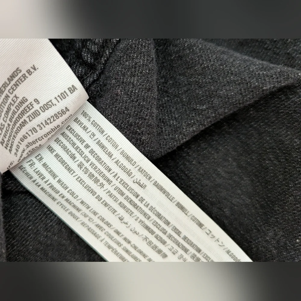 Hollister Black Button Up Long Sleeve Collared Denim Over Shirt Distressed XS - Picture 7 of 8